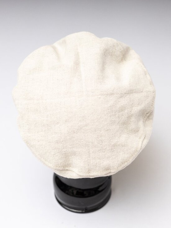 Women\'s Upcycled Medium Beige Linen Military Cadet Army Patrol Hat
